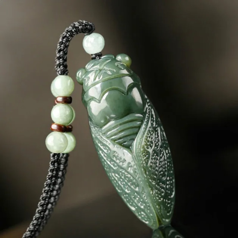 Beading - Natural Hetian Jade Cicada Pendant Beads