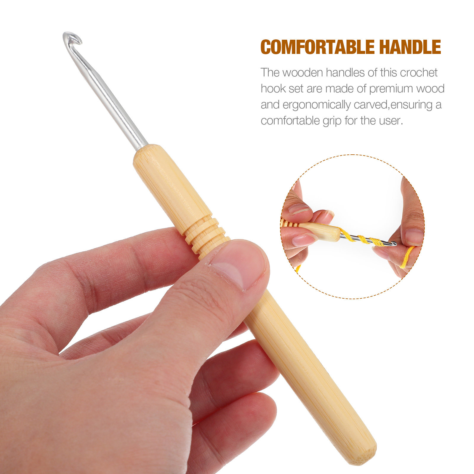1Set Wooden Crochet Hook Set V - Wooden Crochet Hooks Ergonomic Handle review and price