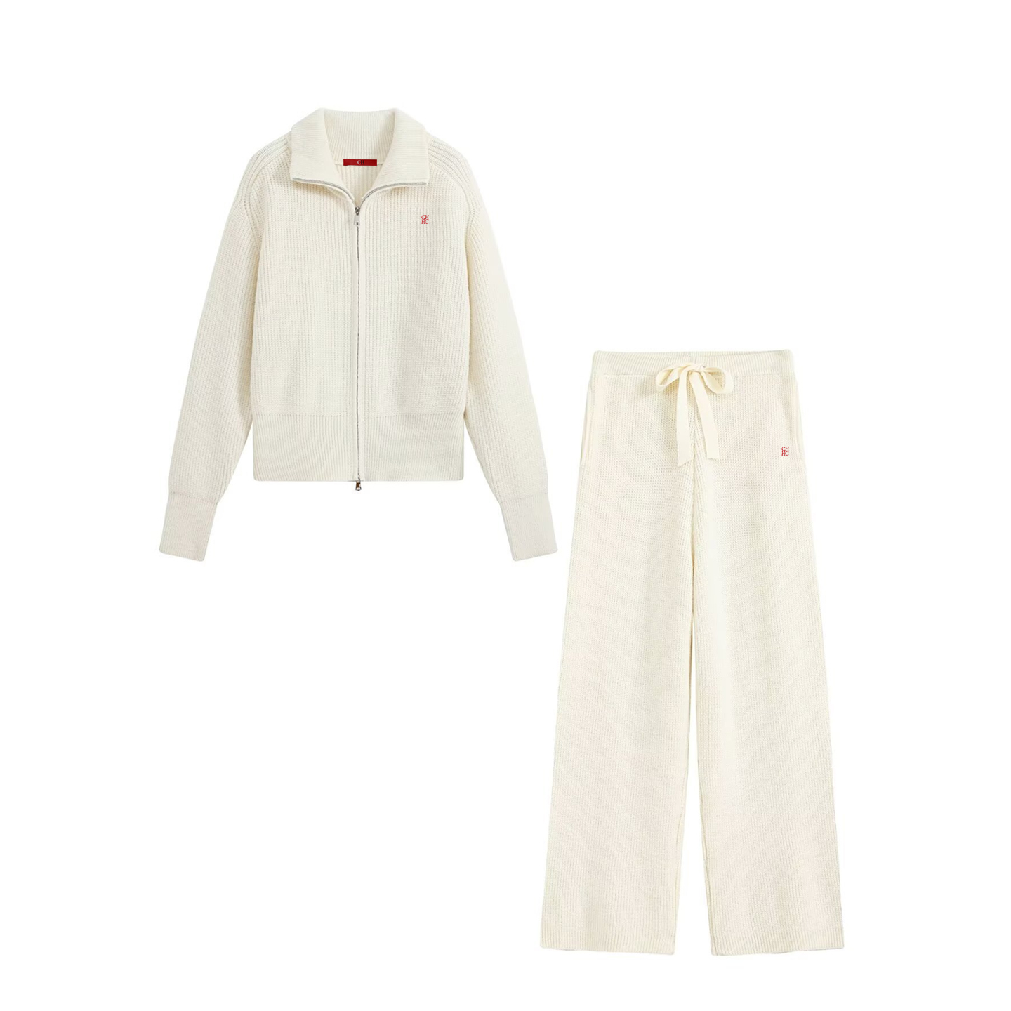 Women Zip Up Collar Knit Two P - Embroidery review and price