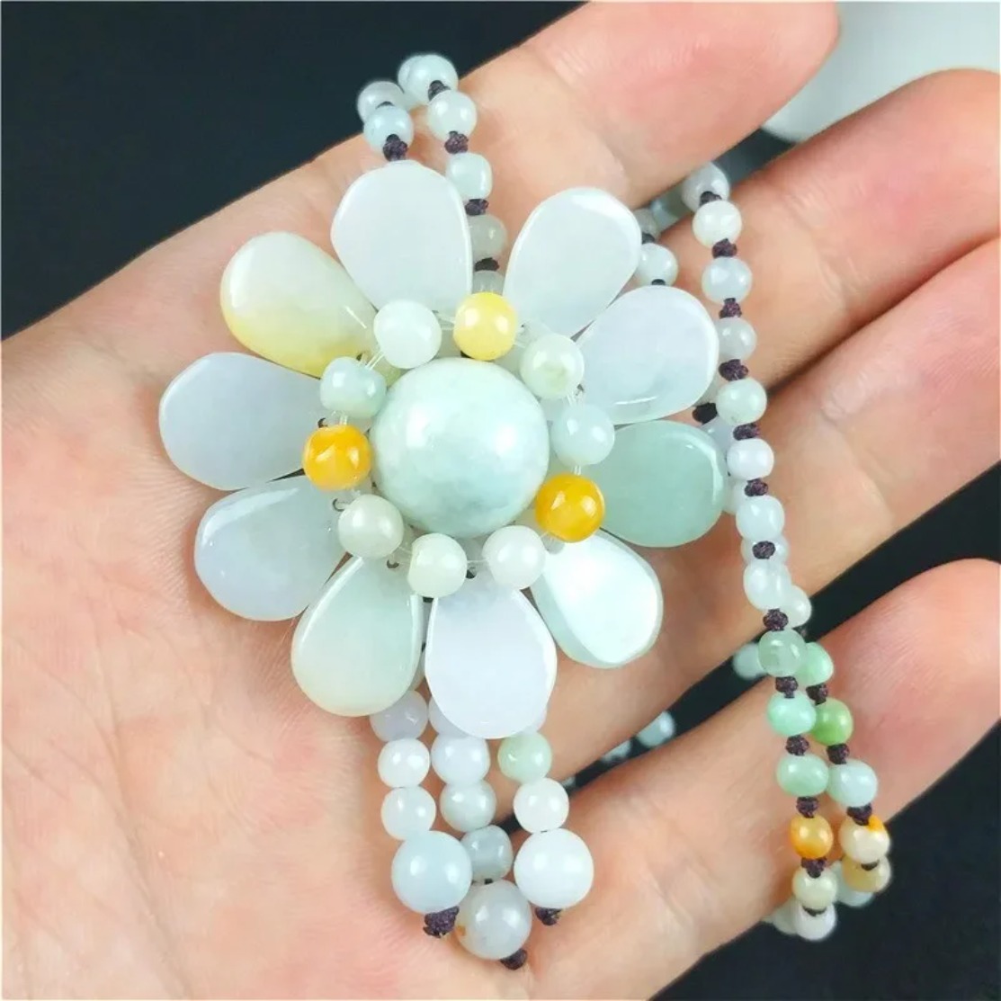 Certified Burmese Jade Sunflow - Beading review and price