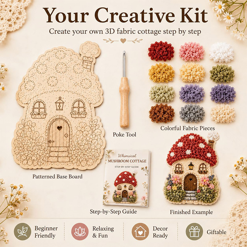 3D Mushroom House Poke Art DIY - Embroidery review and price