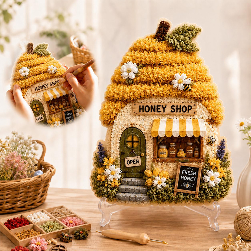 3D Mushroom House Poke Art DIY - Embroidery review and price