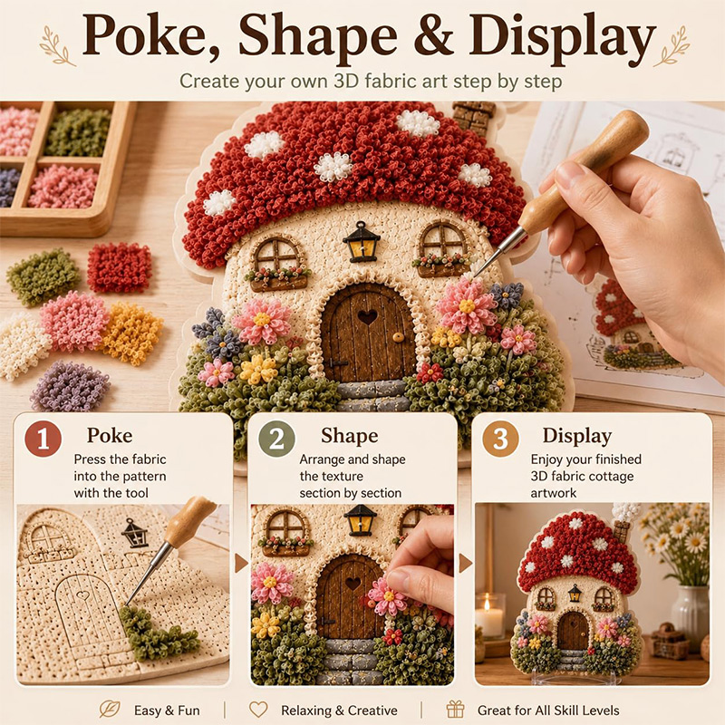 3D Mushroom House Poke Art DIY - Embroidery review and price