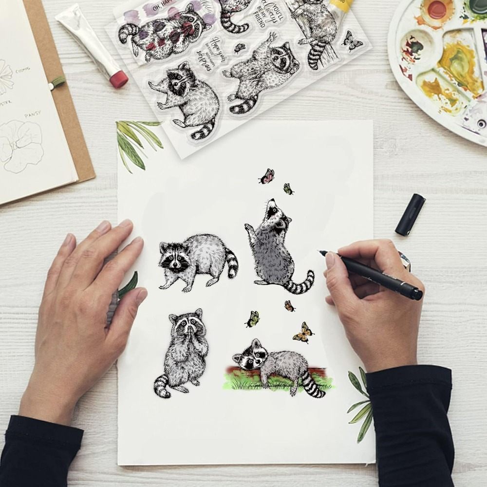 Realistic Raccoons Clear Stamp - Clear Silicone Stamps For Card Making review and price