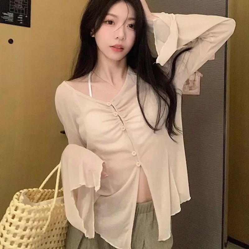 Sheer Flare Sleeve Blouse - Y2 - Embroidery review and price