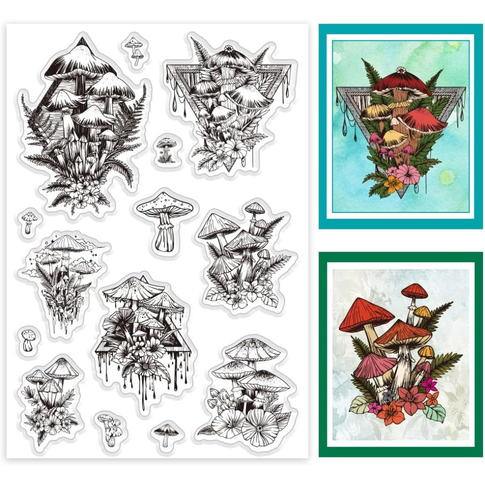 Mushroom Clear Stamp, Plant Si - Clear Silicone Stamps For Card Making review and price