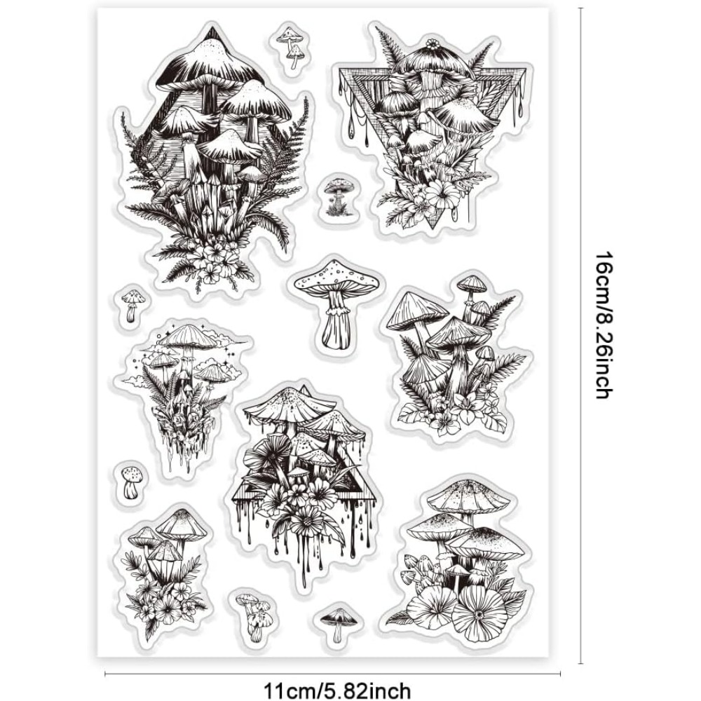 Mushroom Clear Stamp, Plant Si - Clear Silicone Stamps For Card Making review and price